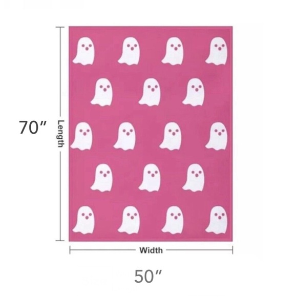 NEW! CUPCAKES & CASHMERE Hot Pink Ghosts Reversible Oversized Throw Blanket NWT! - Picture 14 of 16